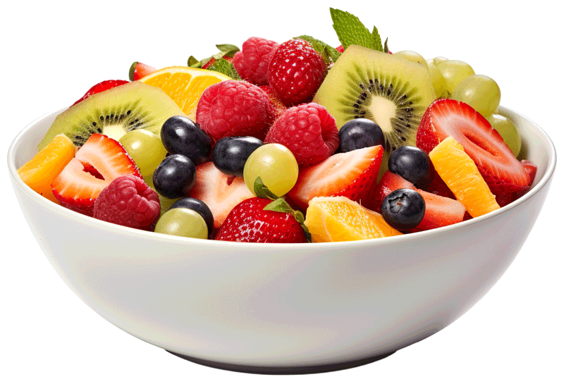 Weißer Teller mit bunten Früchten Projekt Schulfrucht 2026 Jaunich & Partner GbR